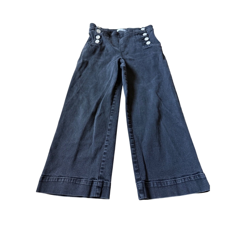 LOFT Womens Sailor Wide Leg Jeans Washed Black High Waist Cropped Size 30/10 - Picture 2 of 10